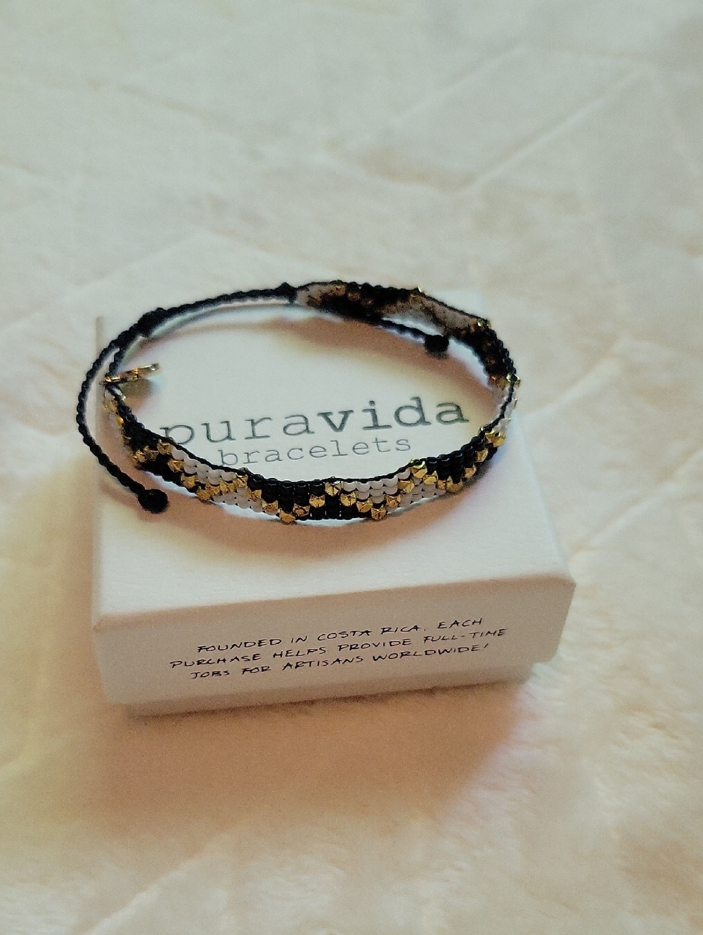 Pura Vida Black and Gold Beaded Bracelet
